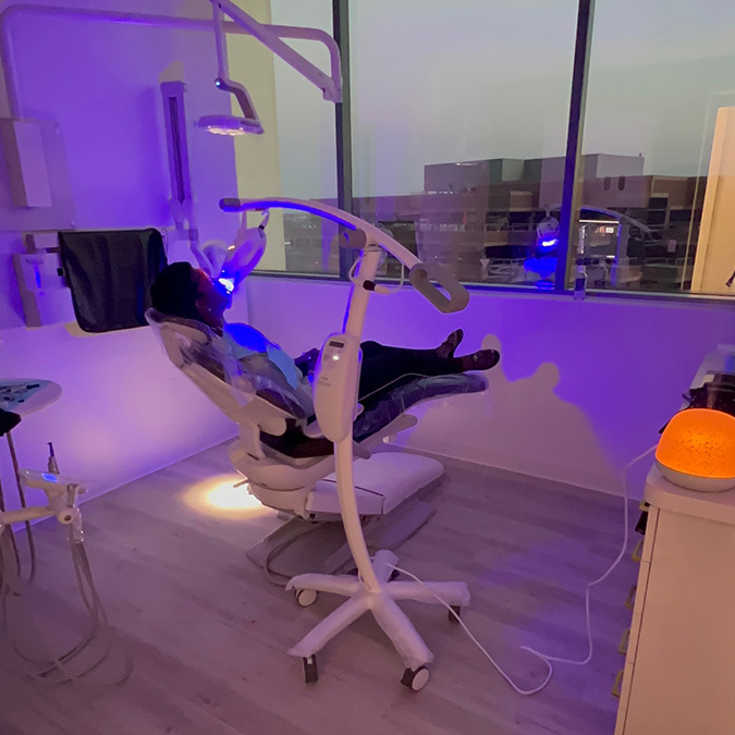 patient sitting in the dentist chair